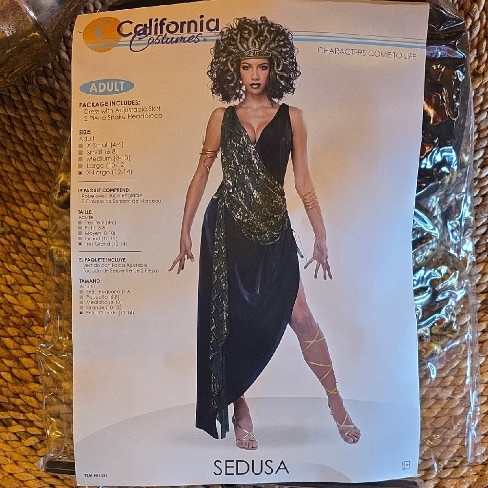 Sedusa Women's Black and Gold Costume Dress by California Costumes